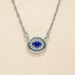 925 Sterling Silver Blue Quartz Moissanite Statement Chain Pendant