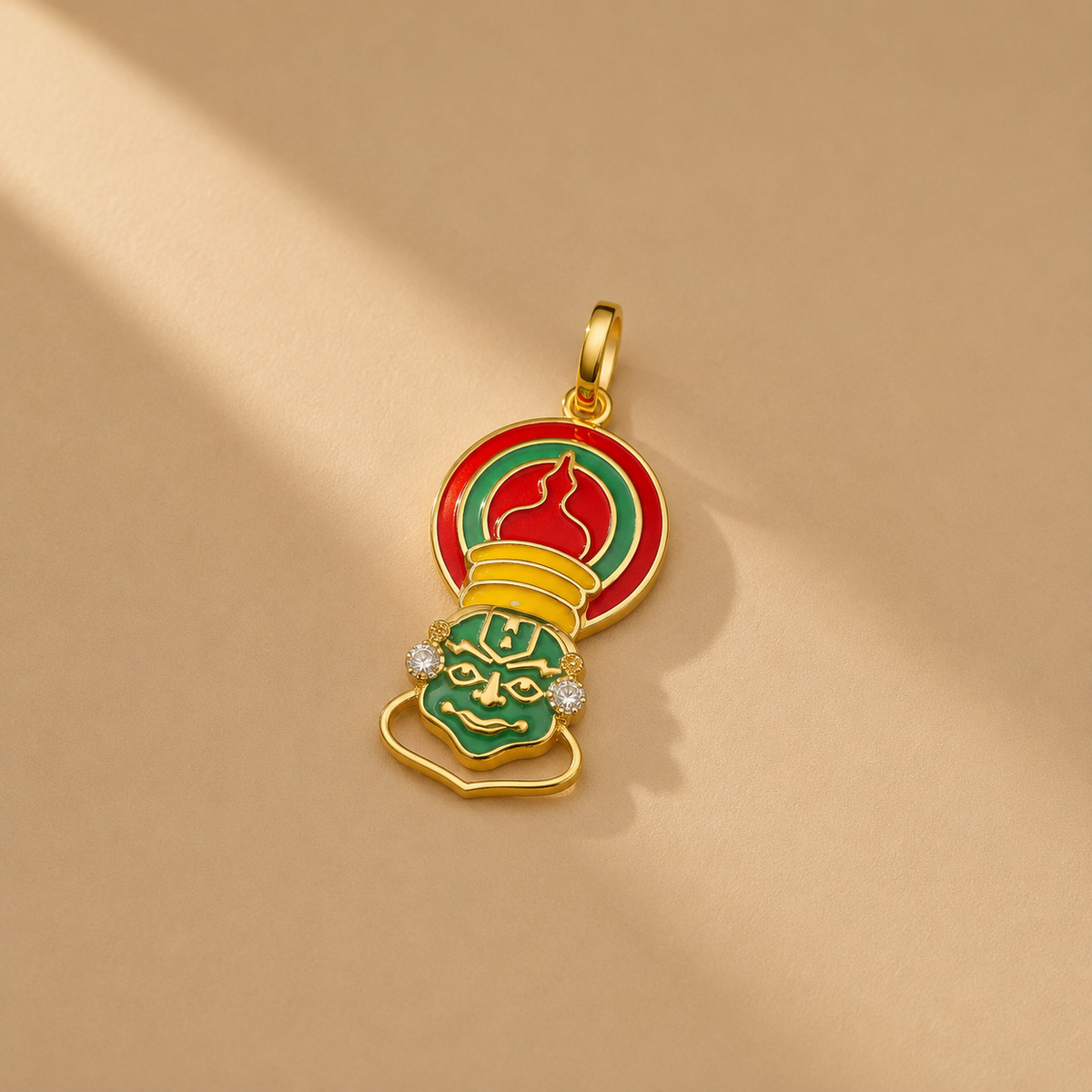 925 Sterling Silver Devotional Pendant | Multicolor Enamel & Moissanite | Indian Inspired Jewellery