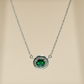 925 Sterling Silver Green Quartz with Moissanite Chain Pendant