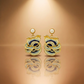Blue & White Enamel Pearl Drop Earrings