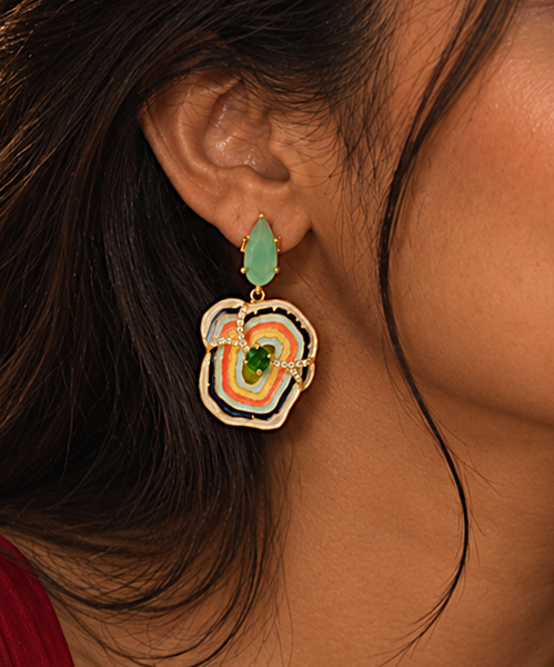 Multicolour Enamel Statement Earrings