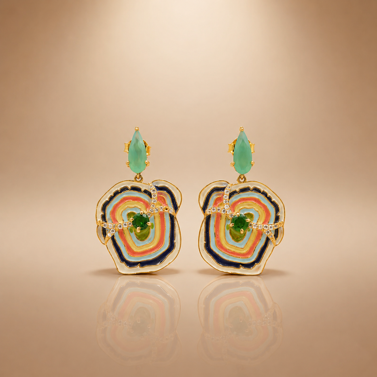 Multicolour Enamel Statement Earrings