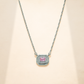 925 Sterling Silver Pink Quartz & Moissanite Pendant Rectangular Statement Chain Pendant