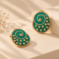 One-of-One 92.5 Silver Green Enamel Spiral Stud Earrings