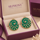 One-of-One 92.5 Silver Green Enamel Spiral Stud Earrings