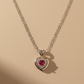 925 Sterling Silver Heart with Red Quartz & Moissanite Chain Pendant