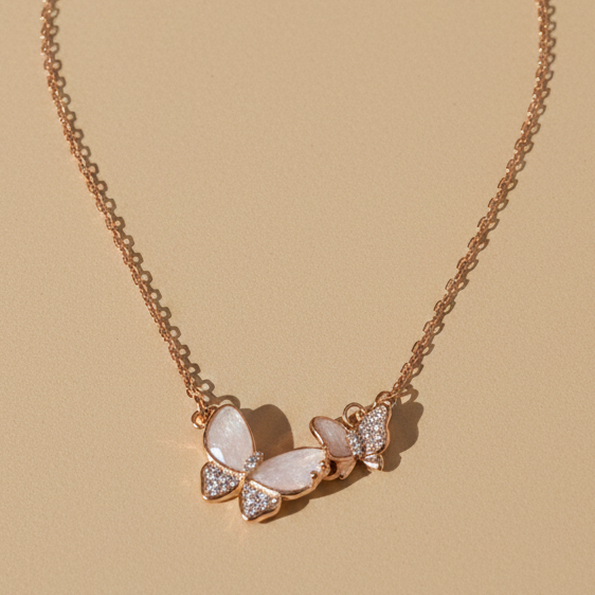 Butterfly 925 Sterling Silver with Moissanite Double Butterfly Statement pendant