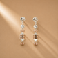 Rose Gold 925 Floral Stud & Ball Bead Dangle Statement Earrings