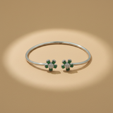925 Sterling Silver Green Quartz & Moissanite Floral Bracelet