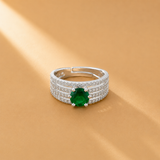 925 Sterling Silver Green Gemstone Statement Ring