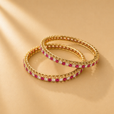 925 Sterling Silver Red Quartz Stone-Studded Bangles Set