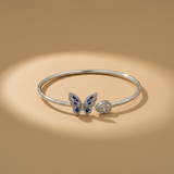 Butterfly 925 Sterling Silver Blue Gemstone & Moissanite  Bracelet