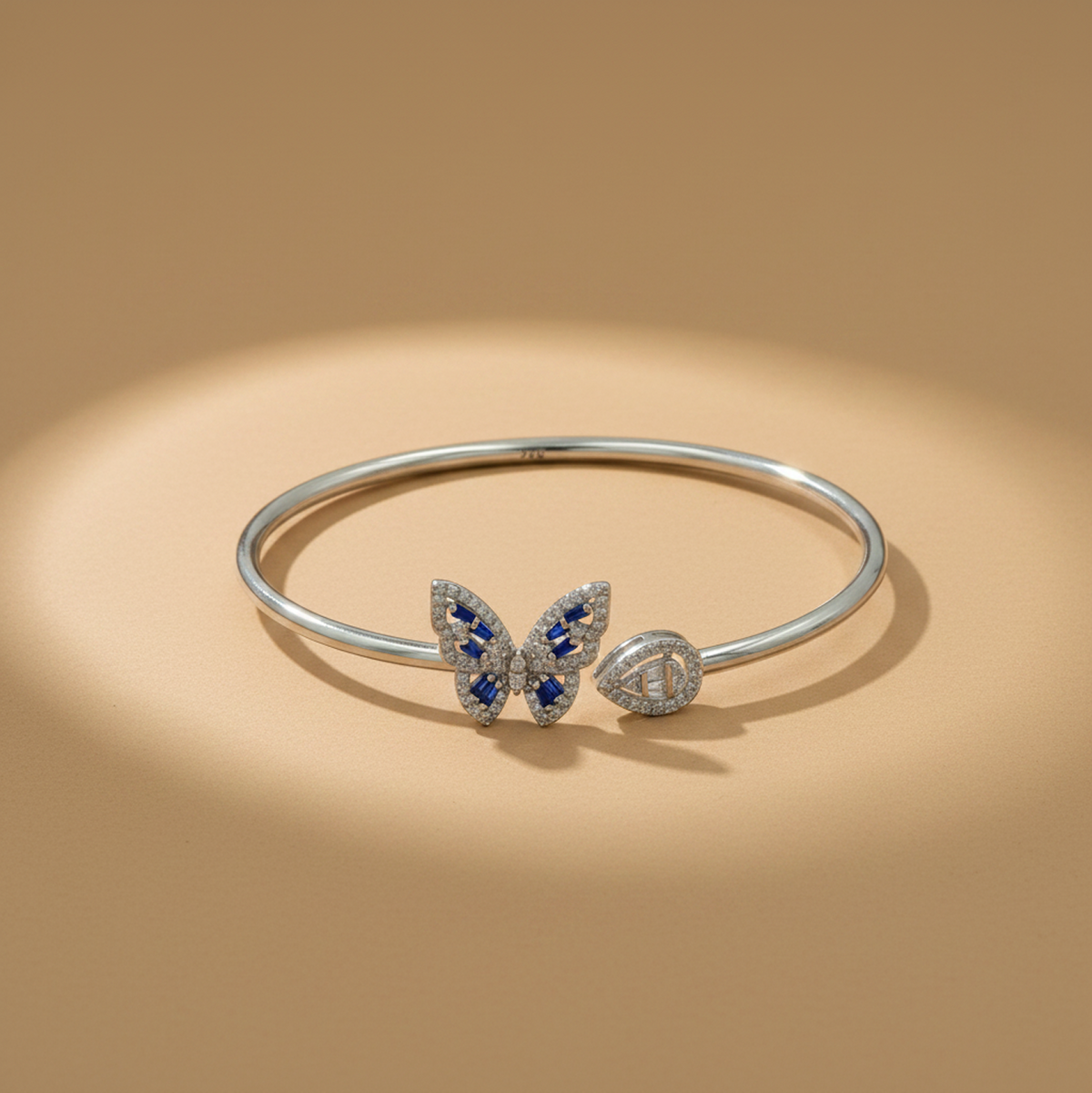Butterfly 925 Sterling Silver Blue Gemstone & Moissanite  Bracelet