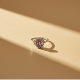 925 Silver Pink Gemstone CZ Halo Ring