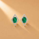 925 Sterling Silver Emerald Green Stone  Earrings