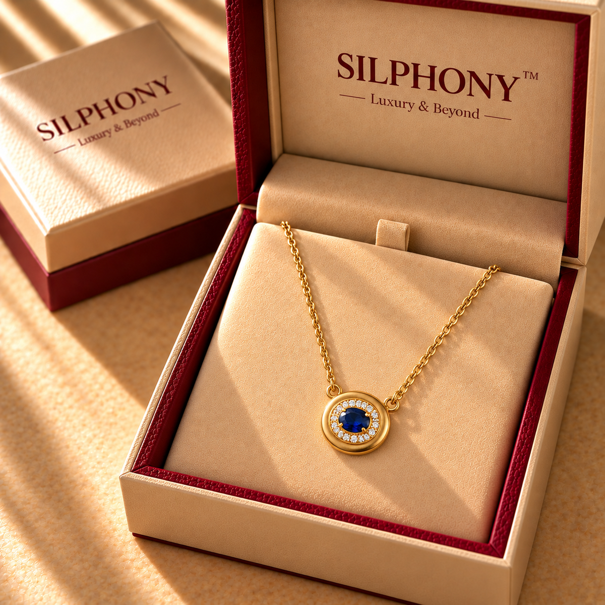 925 Silver Oval Blue Quartz Moissanite Chain Pendant