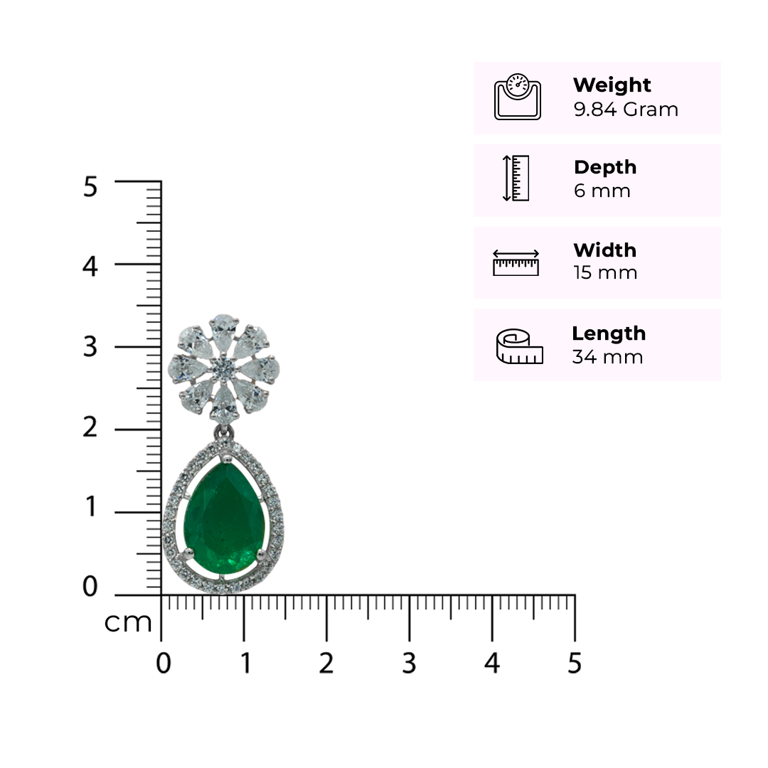 One-of-One 92.5 Silver Pear Emerald Drop Necklace Set