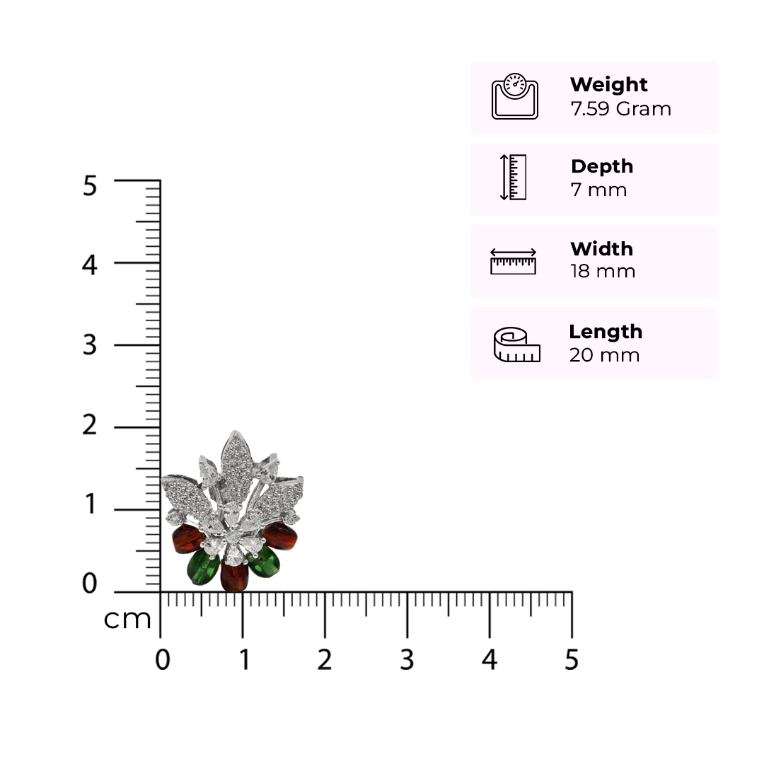 One-of-One 92.5 Silver Emerald Ruby Floral Necklace Set