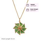 925 Silver Green Enamel Floral Pendant