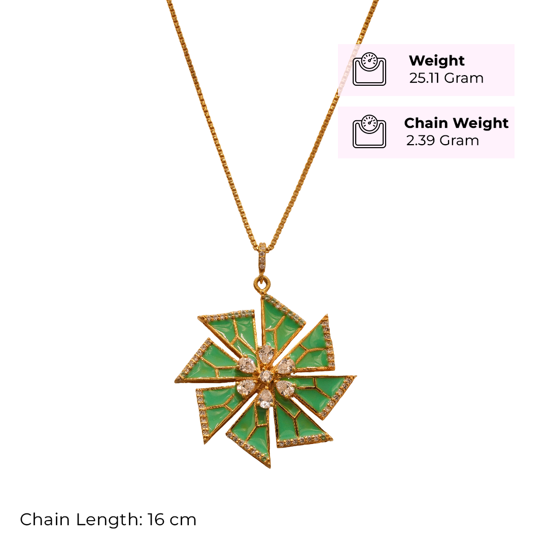 One-of-One 92.5 Silver Mint Enamel Starburst Pendant