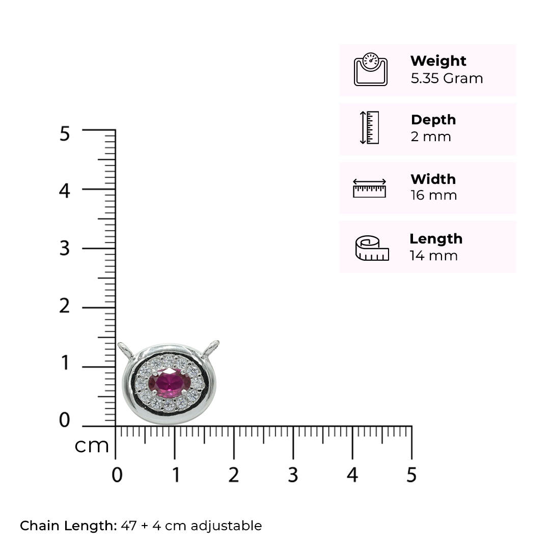 One-of-One 92.5 Silver Round Simulant Ruby Pendant