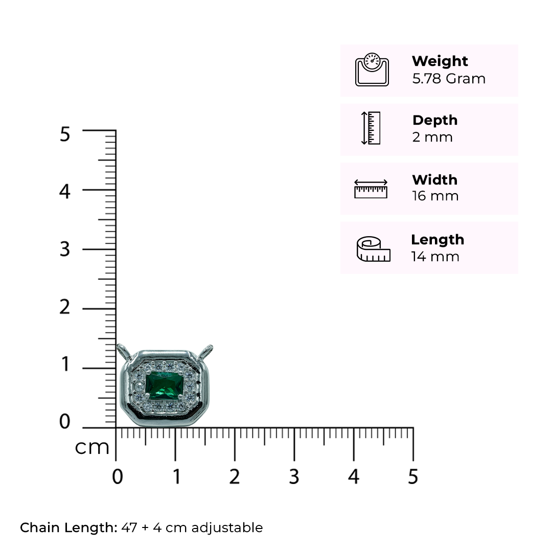 One-of-One 92.5 Silver Simulant Emerald Octagonal Pendant