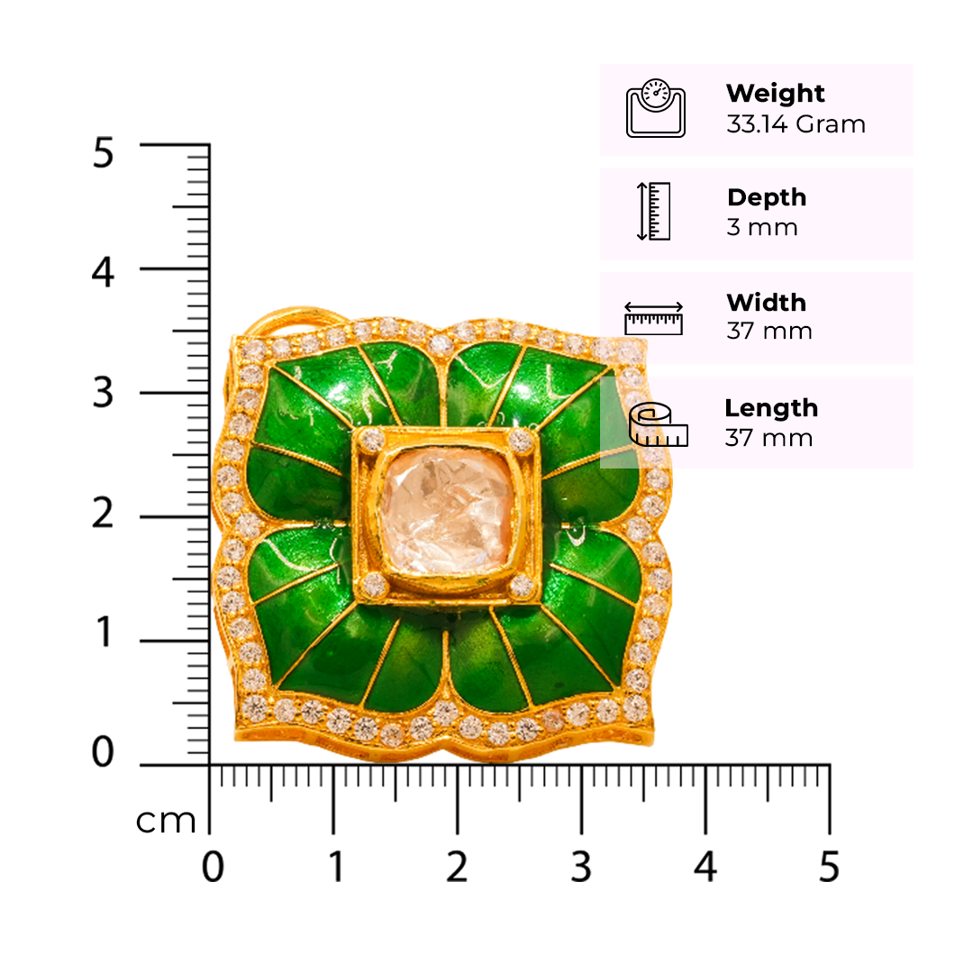 One-of-One 92.5 Silver Green Enamel Square Stud Earrings