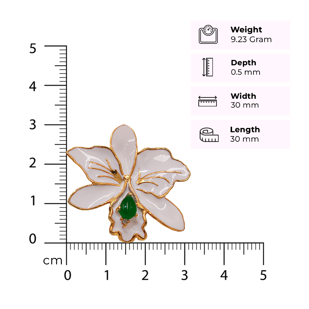 One-of-One 92.5 Silver White Enamel Orchid Stud Earrings