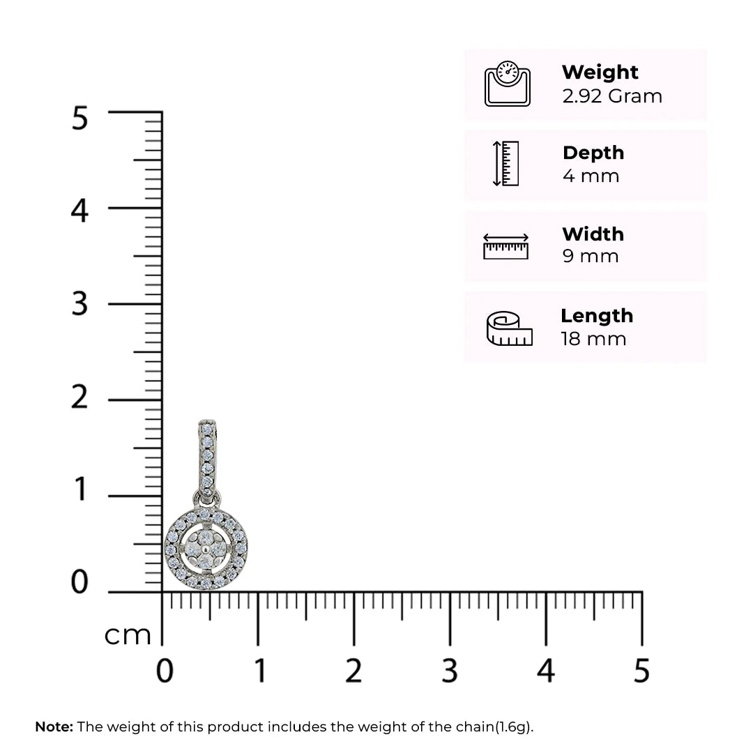 Round Sparkling Pendant Set Silver