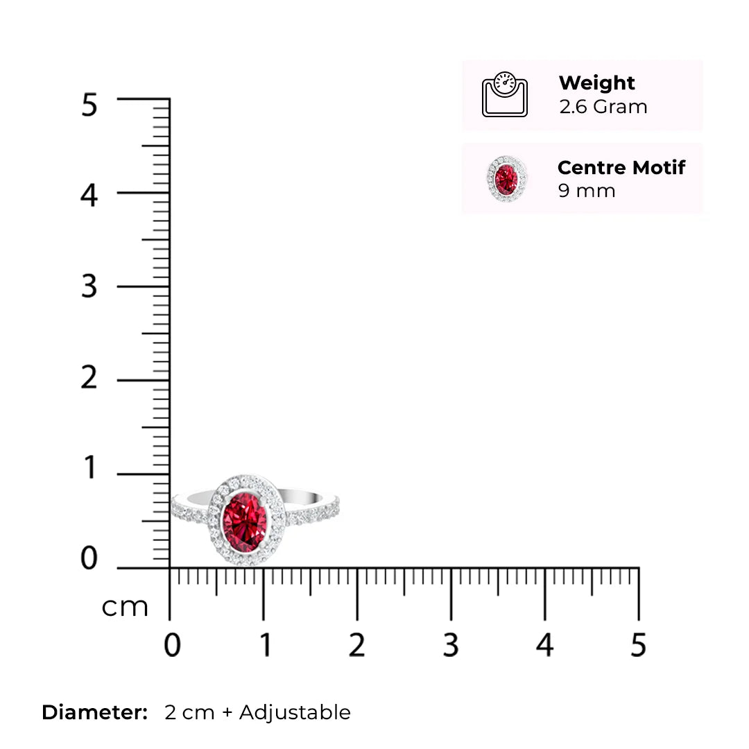 Aura Ruby - Adjustable Silver Ring