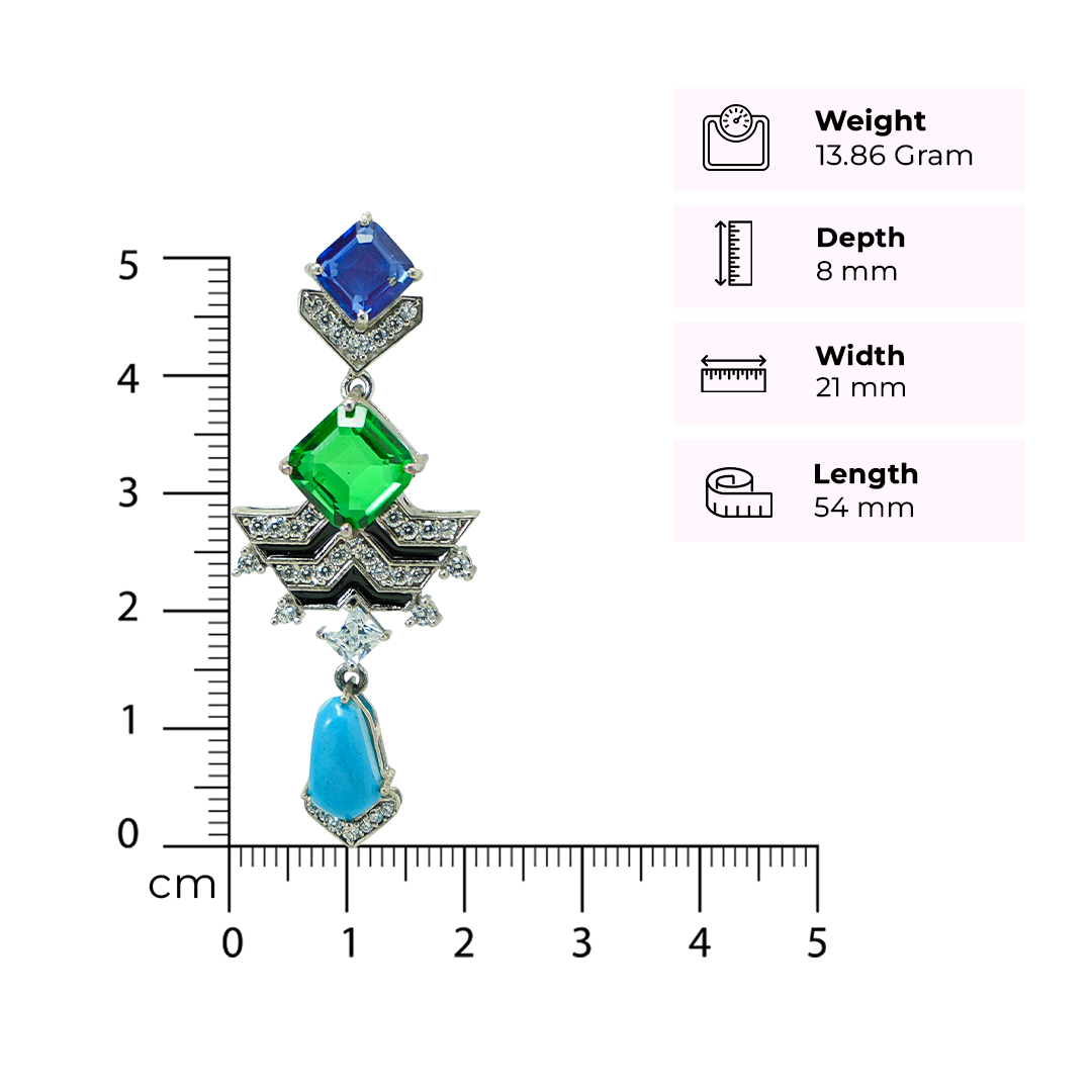 Multi-Stone Geometric Earrings