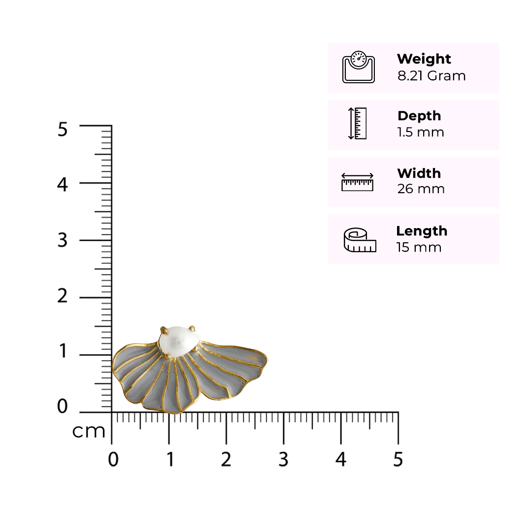 Pearl Wing Petal Enamel Stud Earrings