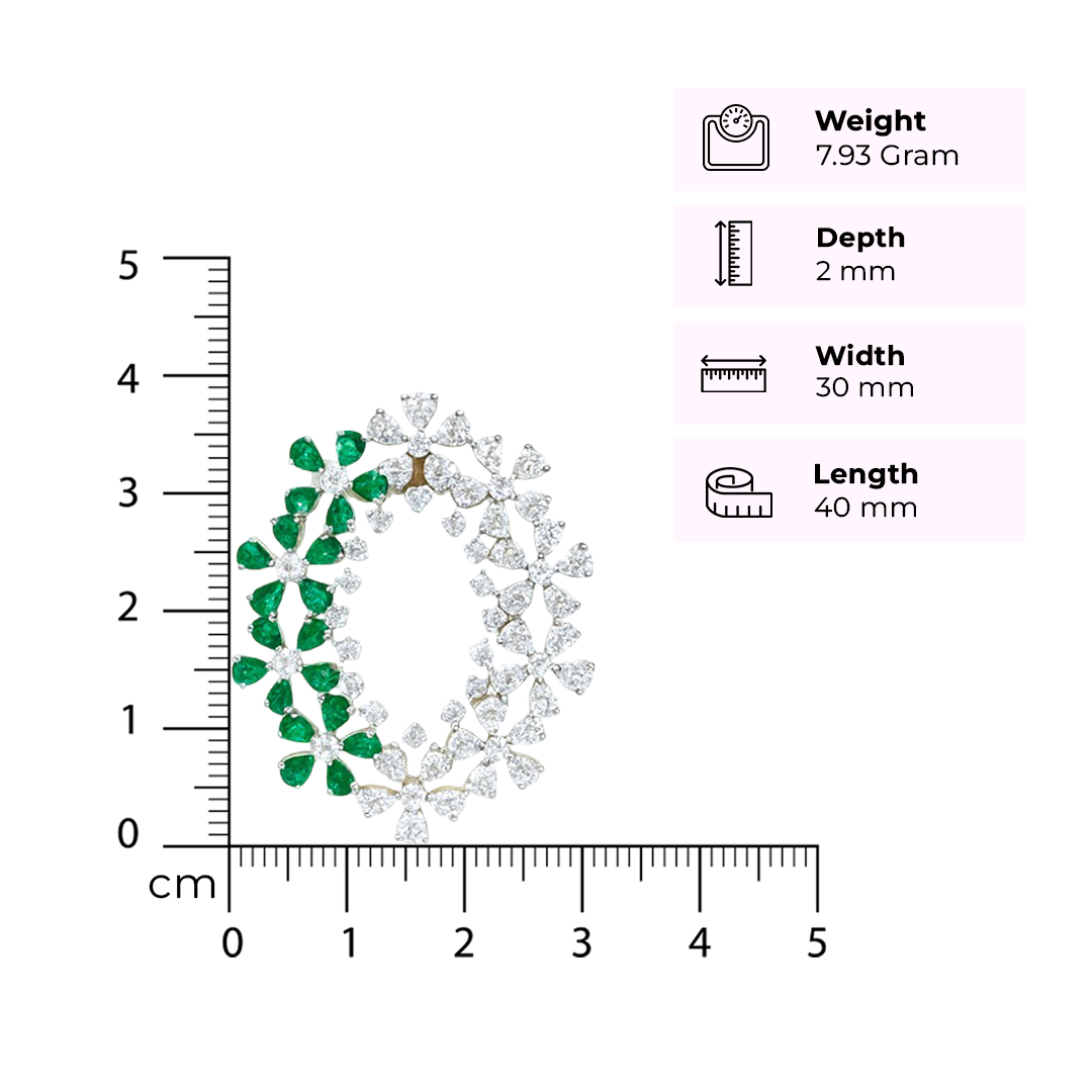 Emerald Blossom Oval Statement Earrings