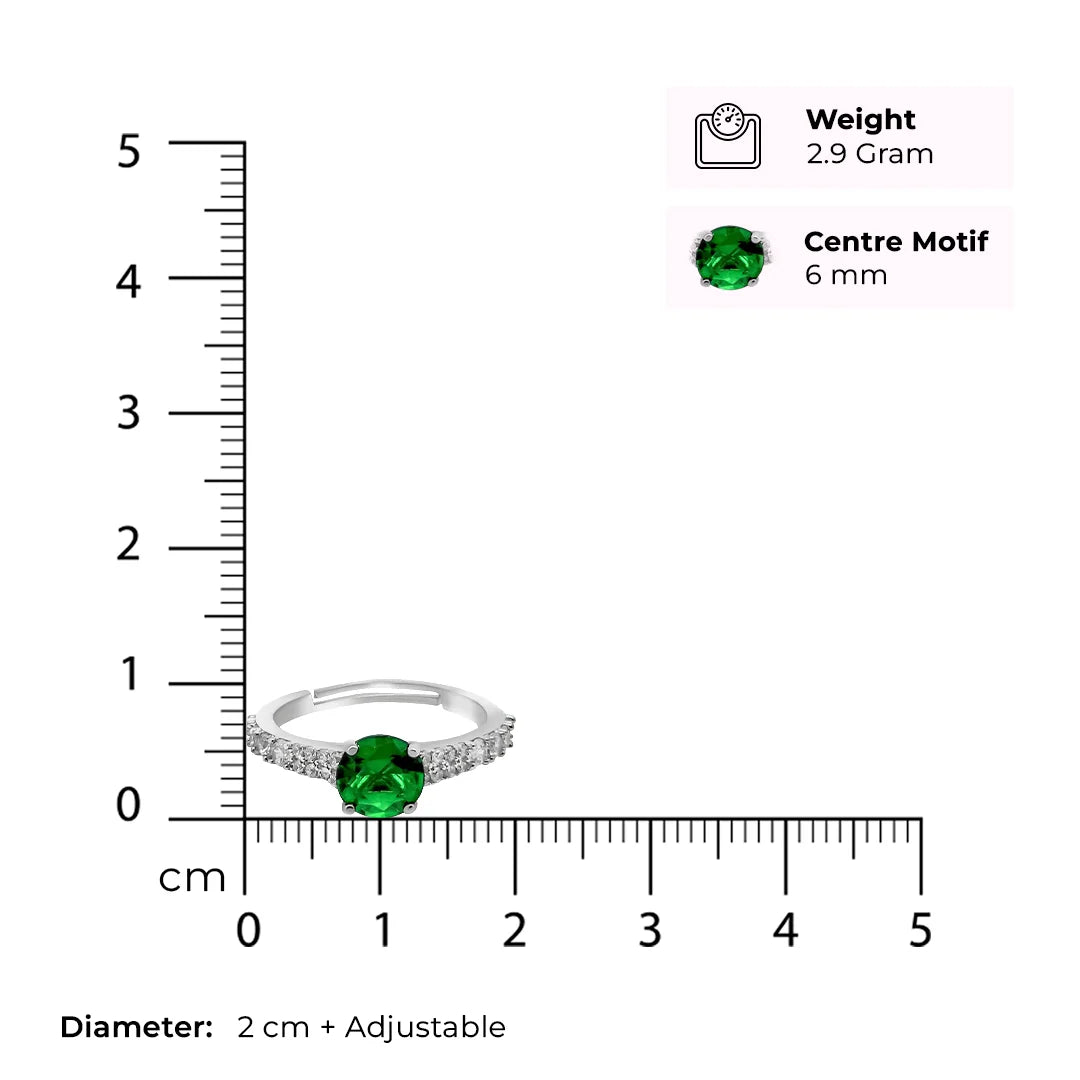 Emerald Solitaire 92.5 Silver Ring