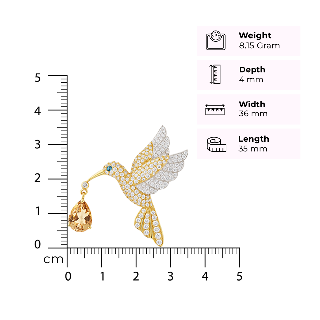 925 Sterling Silver Hummingbird Brooch