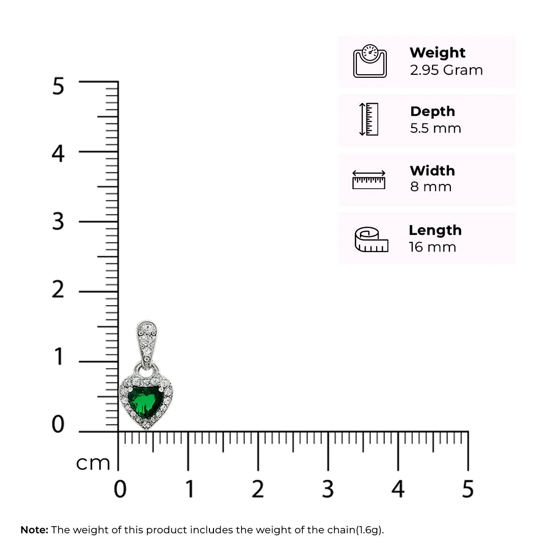 Emerald Heart - 92.5 Silver Pendant Set
