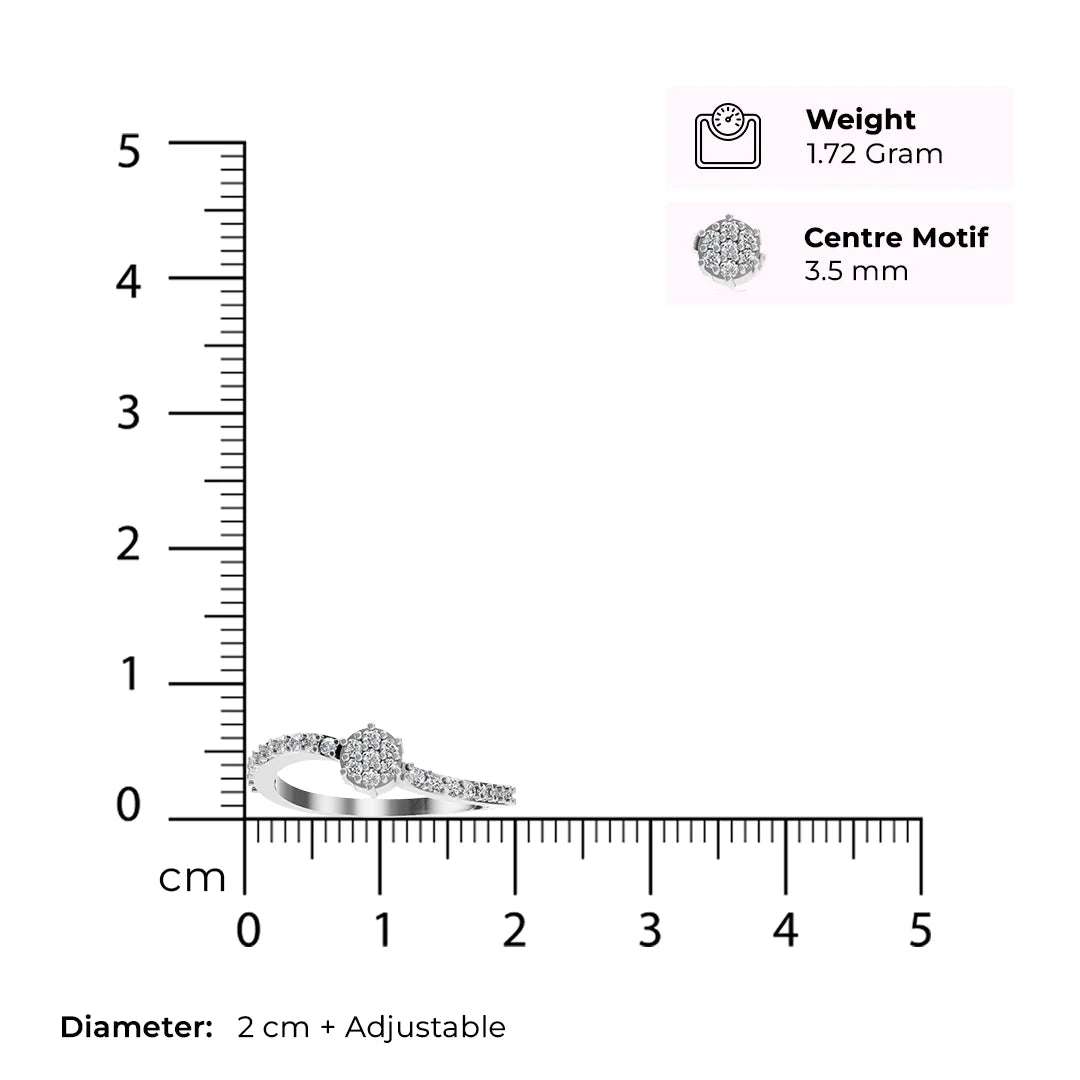 Twirl Cluster - Silver Diamond-Style Ring