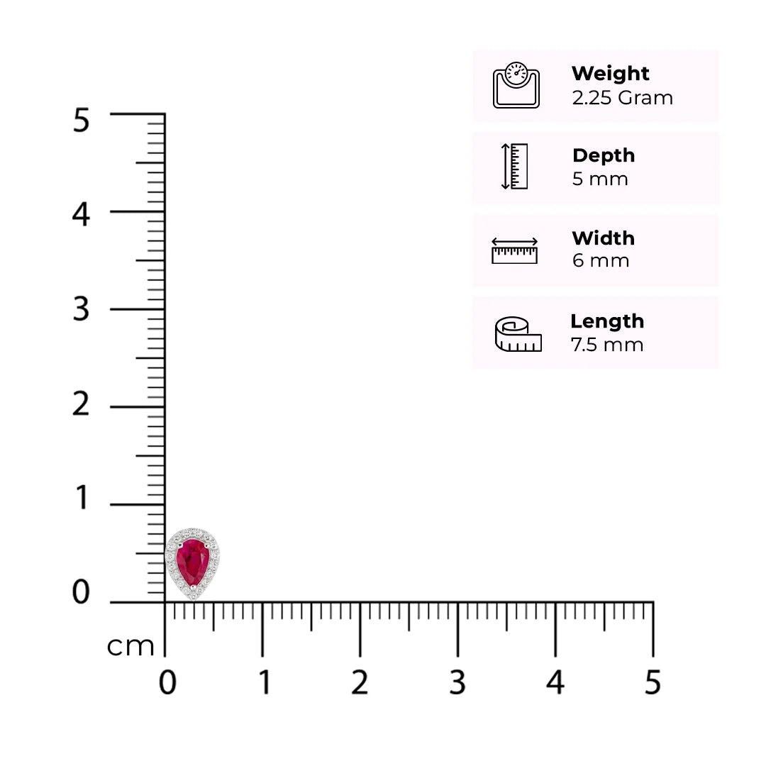 Ruby Dewdrop - 92.5 Silver Pendant Set