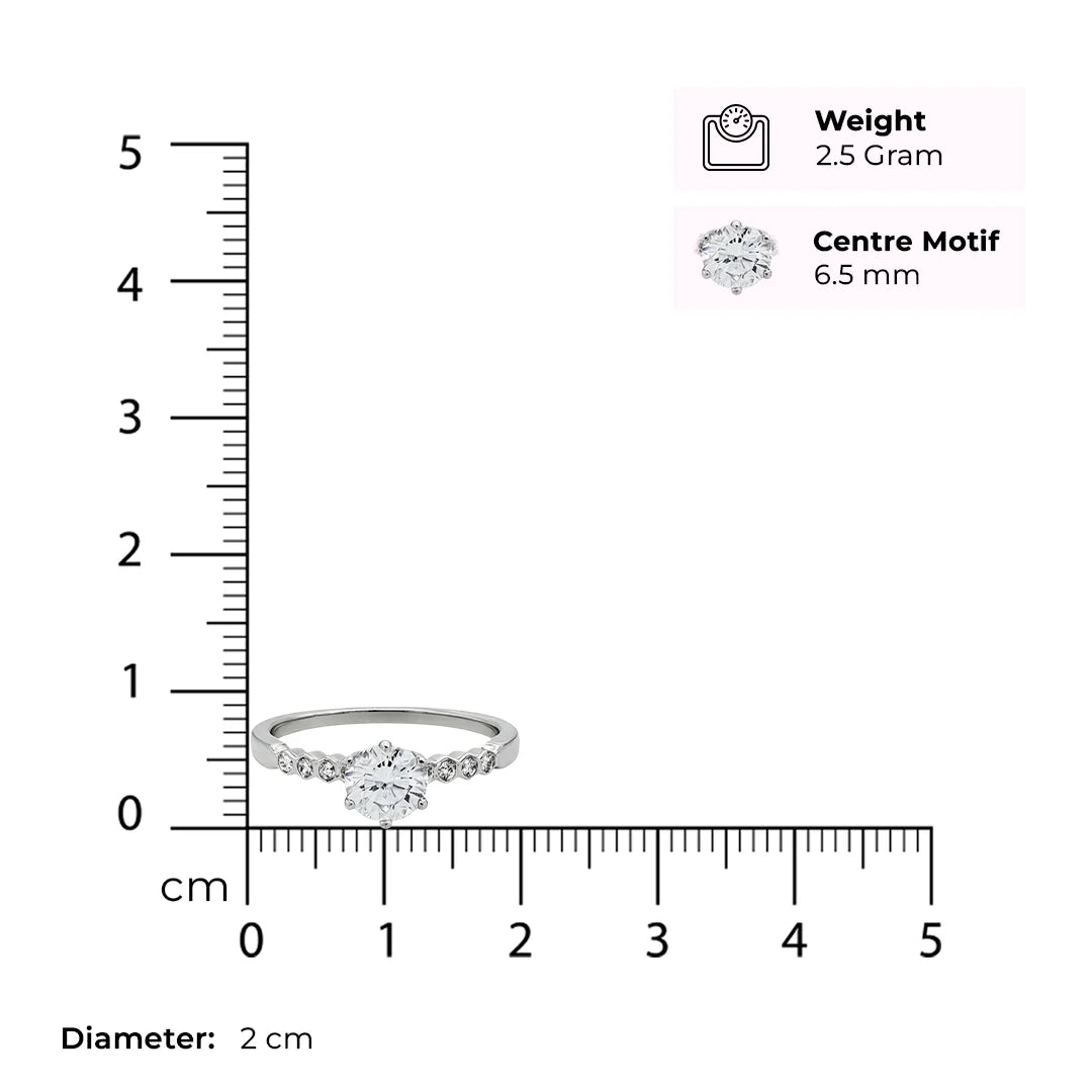 Round Solitaire Silver Ring