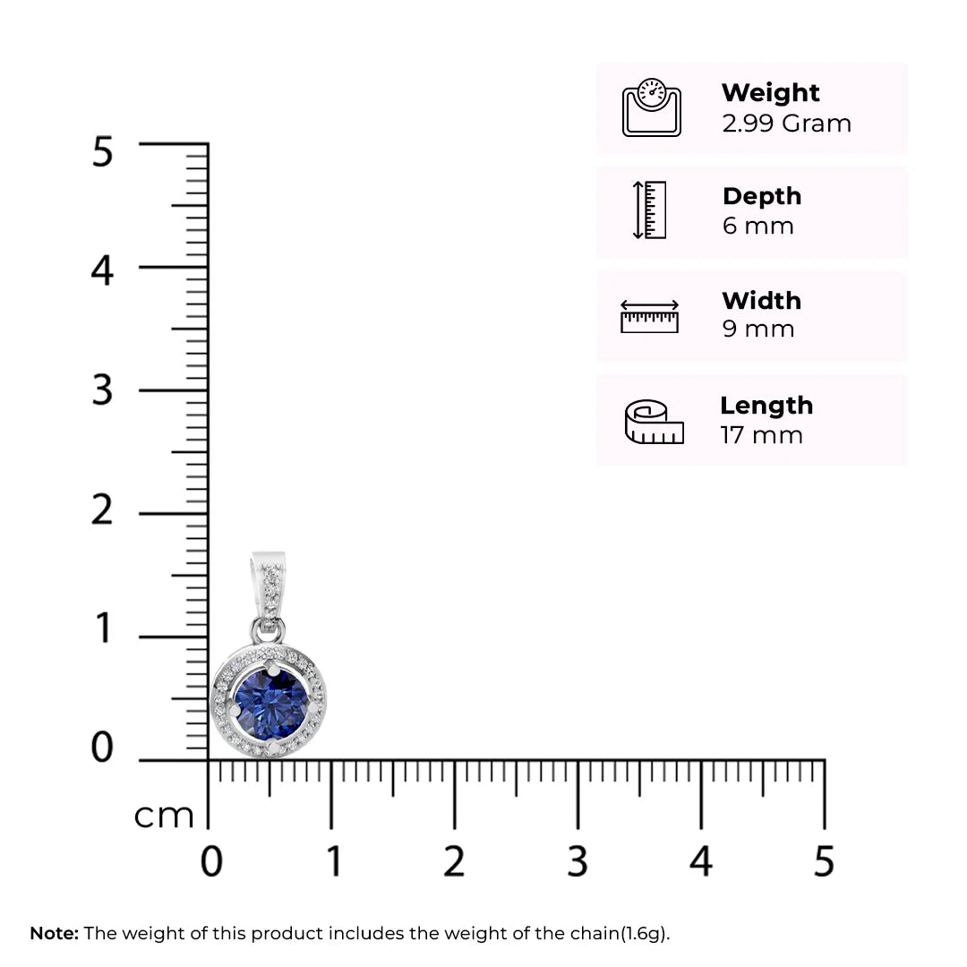 Sapphire Round - 92.5 Silver Pendant Set