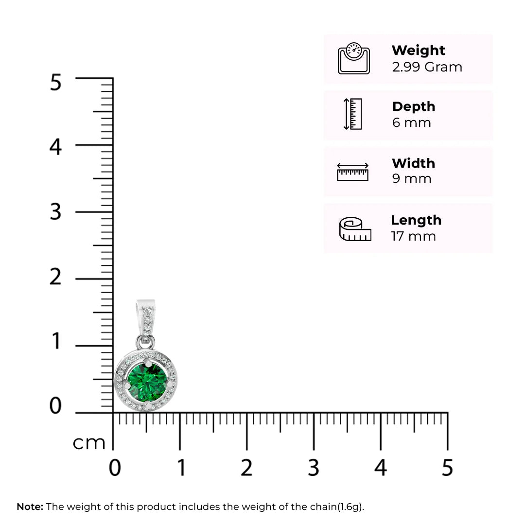 Emerald Circle Silver Pendant