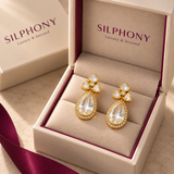 925 Silver Gold Plated Moissanite Polki Tear Drop Earrings