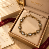 925 Silver Gold Plated Pear Floral Moissanite Bracelet