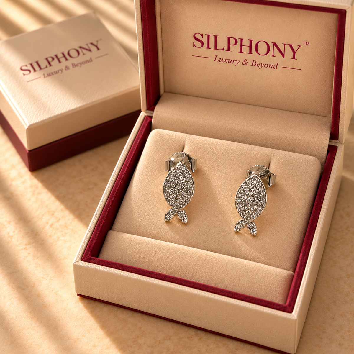 925 Silver Moissanite Fish Stud Earrings For Women