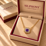 925 Silver Purple Quartz Moissanite Pendant Chain