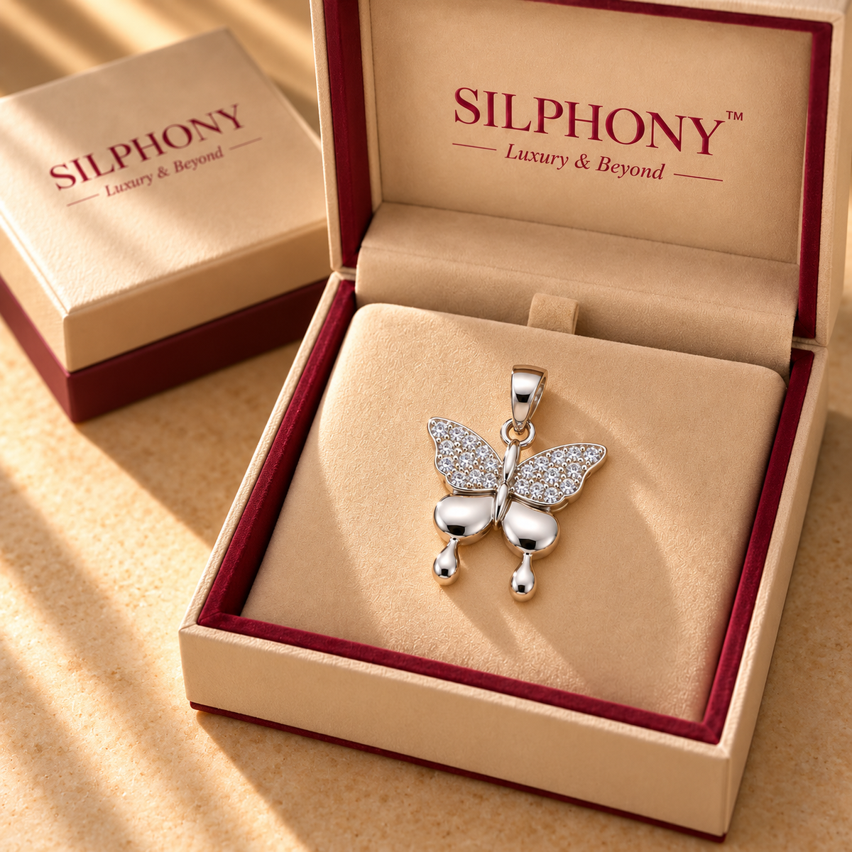 925 Silver Moissanite Butterfly Pendant For Women