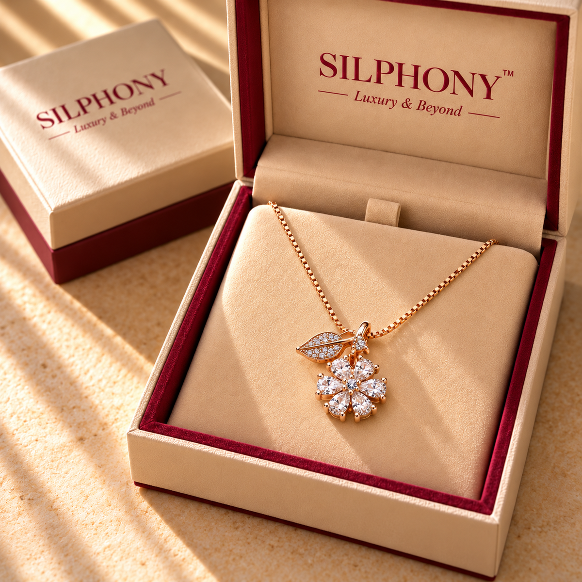 925 Sterling Silver Floral Moissanite Pendant Chain