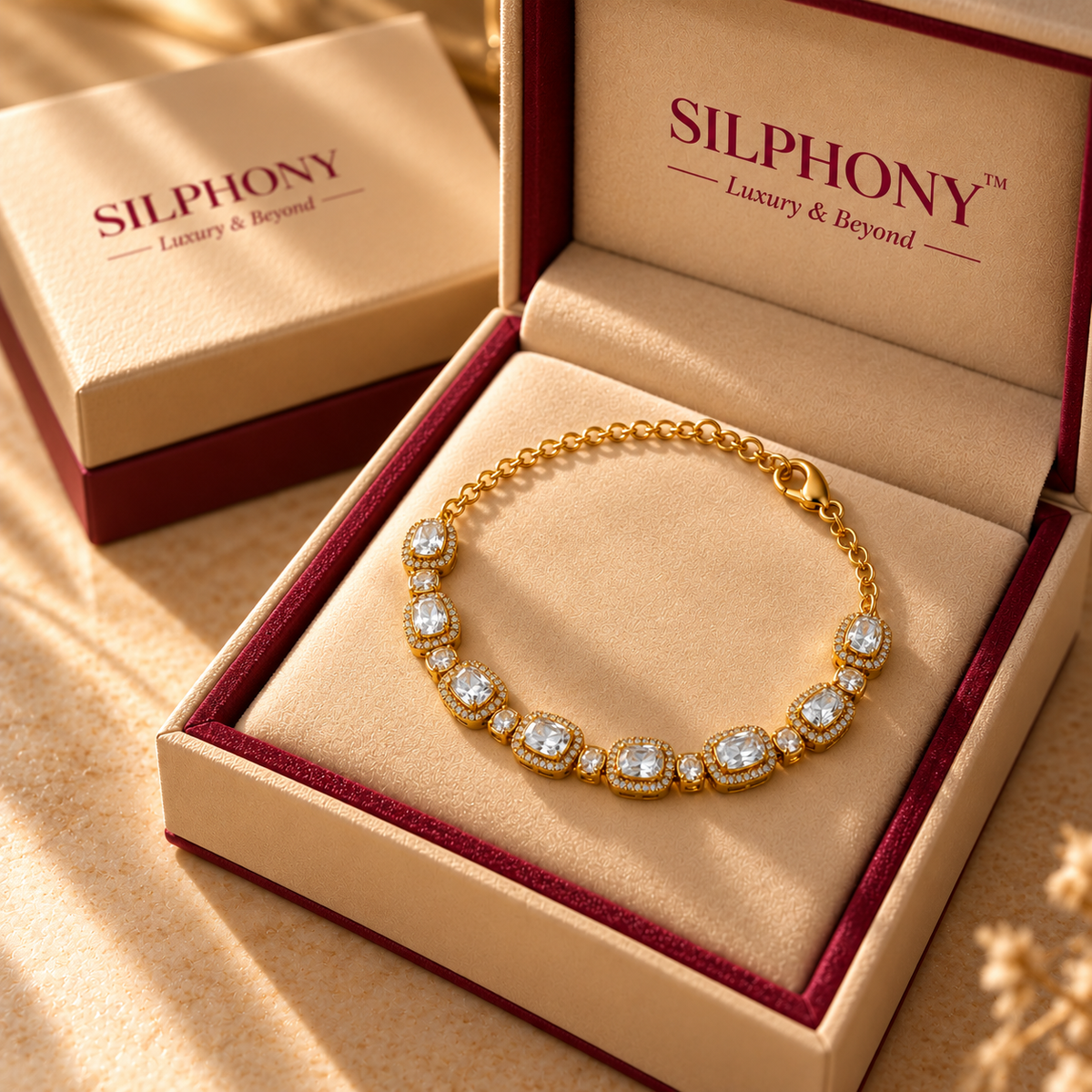 925 Silver Moissanite Polki Cushion Bracelet