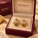 925 Silver Gold Plated Moissanite Polki Earrings