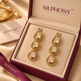 925 Silver Moissanite Polki Long Drop Earrings